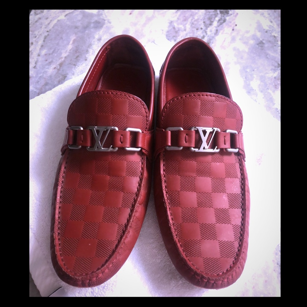 👑 rare Louis Vuitton red driving loafers shoes